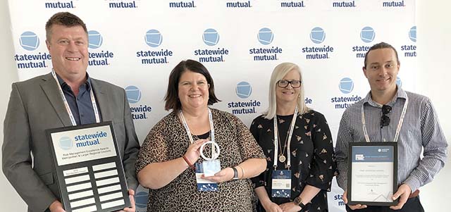Pictured: Greg Kable - Facilities & Services Group Manager, Michelle Gilliver-Smith - Organisation Development Section Manager, Carmel Foster - Corporate Services Group Manager, Chris Connors - Risk Management Coordinator. Statewide Risk Management awards
