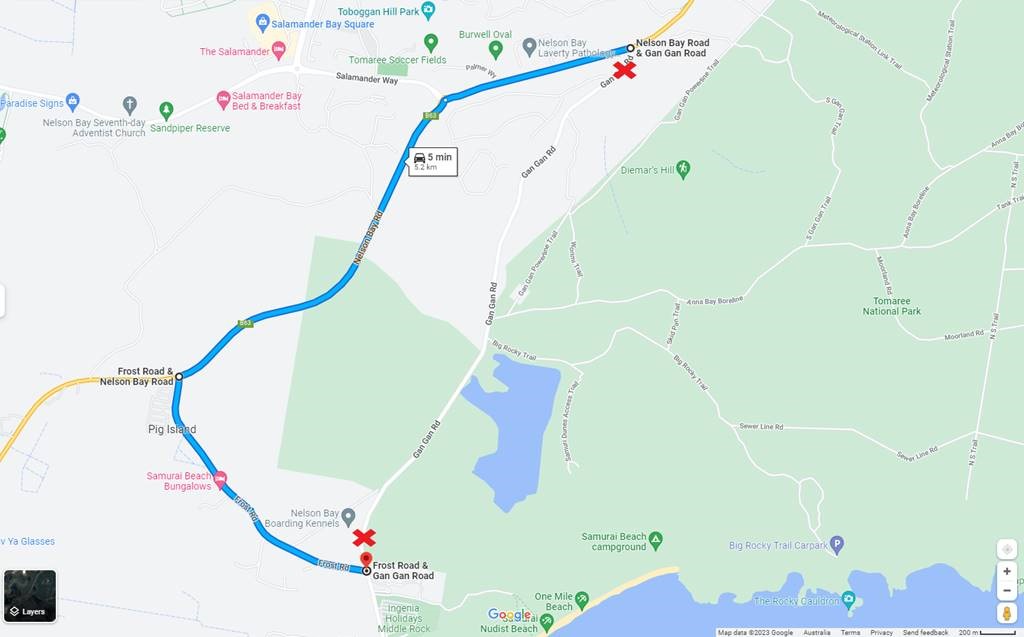 Gan Gan Road - map for closure