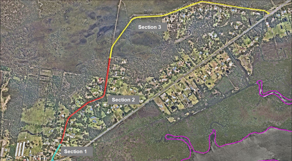 Rookes Road - Sections of work map
