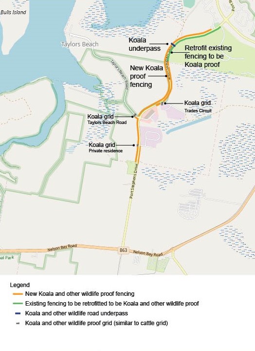 Port Stephens Drive Koala Blackspot Project map