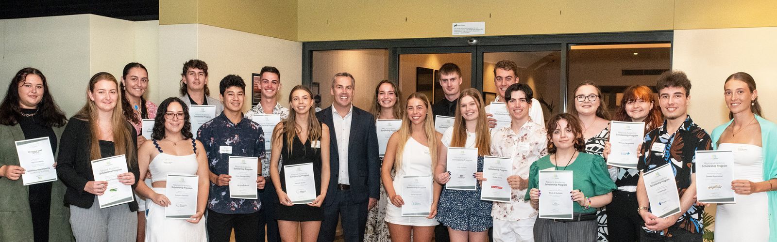 Image of Mayoral Academic Scholarship Recipients with Mayor banner image