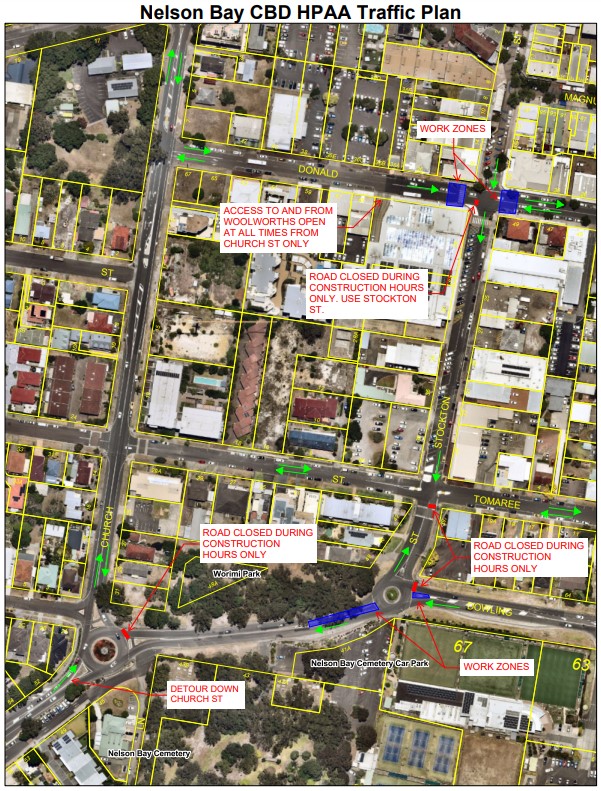 Nelson Bay HPAA - roadworks overview map