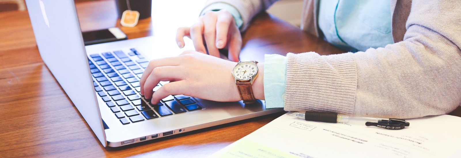 A lady working on the laptop banner image