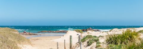 Beach access at Birubi Headland during Easter long weekend