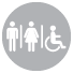 male, female and accessible toilets icon