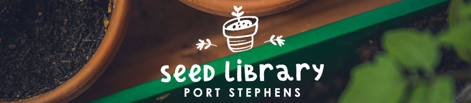 Image of seedings in pots with Seed Library logo  banner image