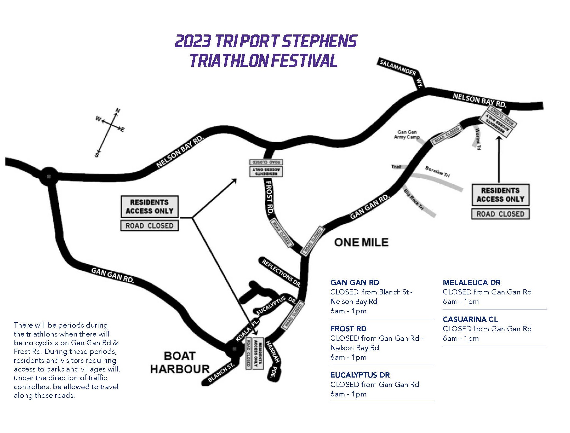 Tri Port Stephens Road Closure Map