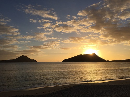 sunset at shoal bay overlooking the water