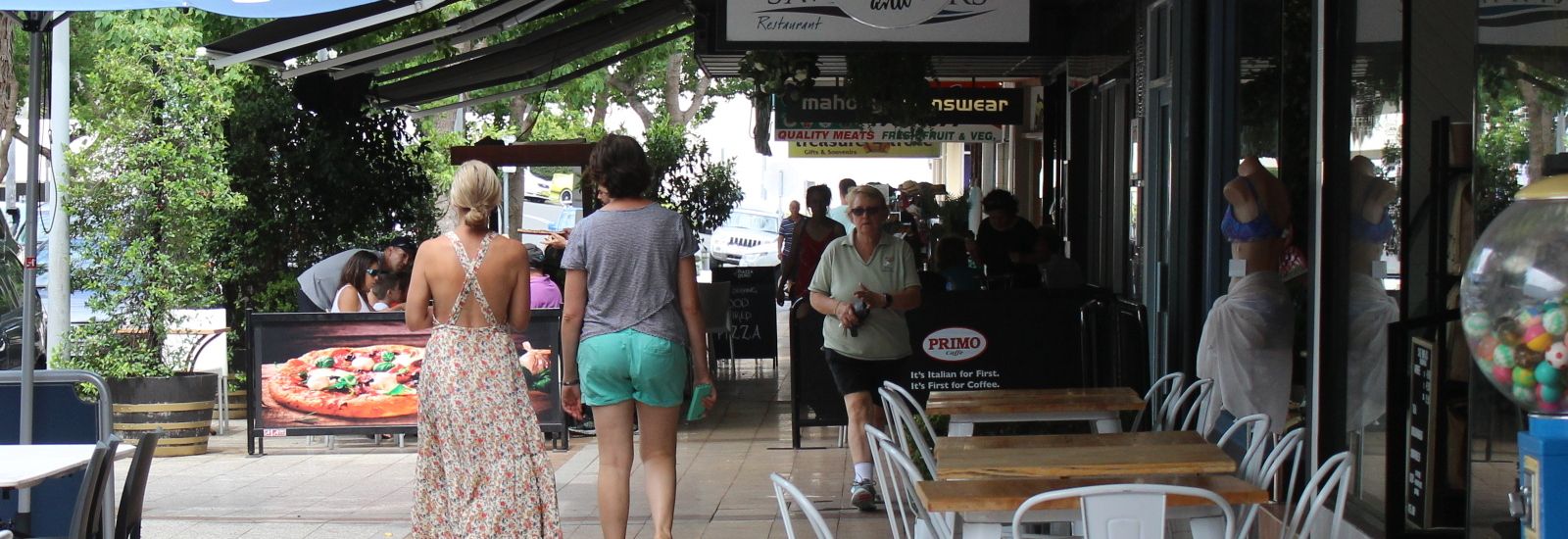 People walking on sidewalk in Raymond Terrace CBD banner image